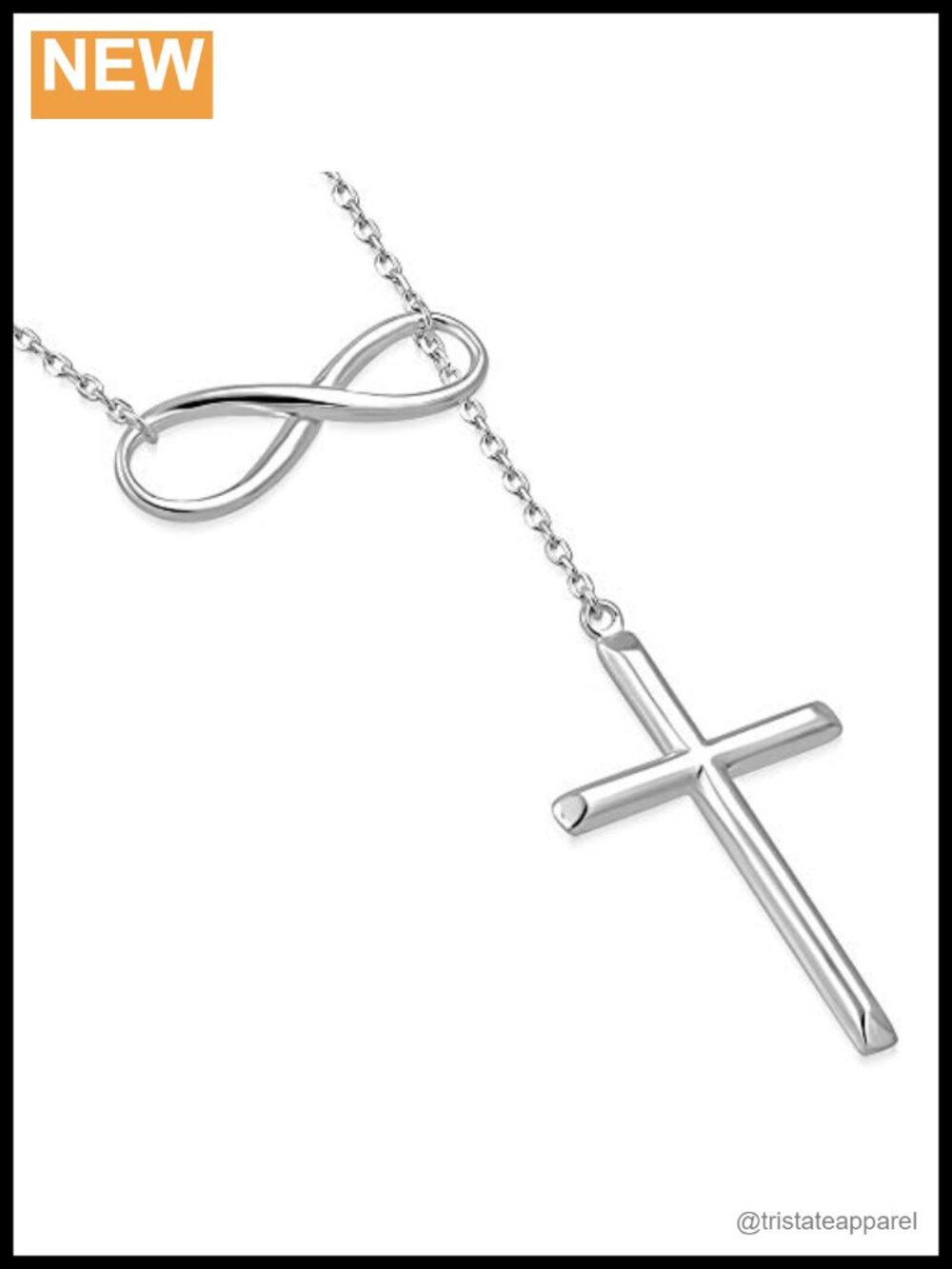 925 Sterling Silver Infinity Cross Pendant Necklace Adjustable Chain